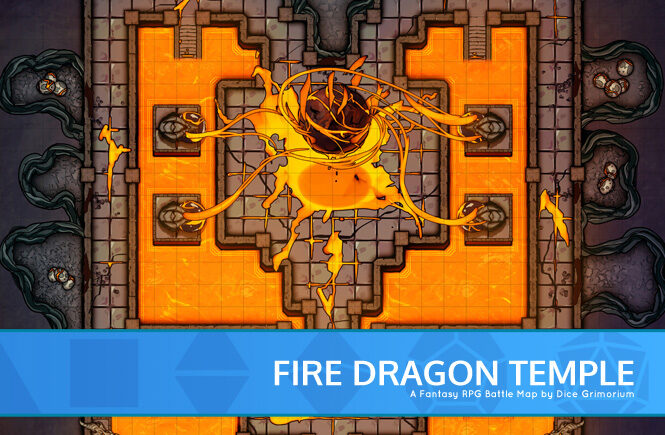 Fire Dragon Temple D&D Battle Map Banner