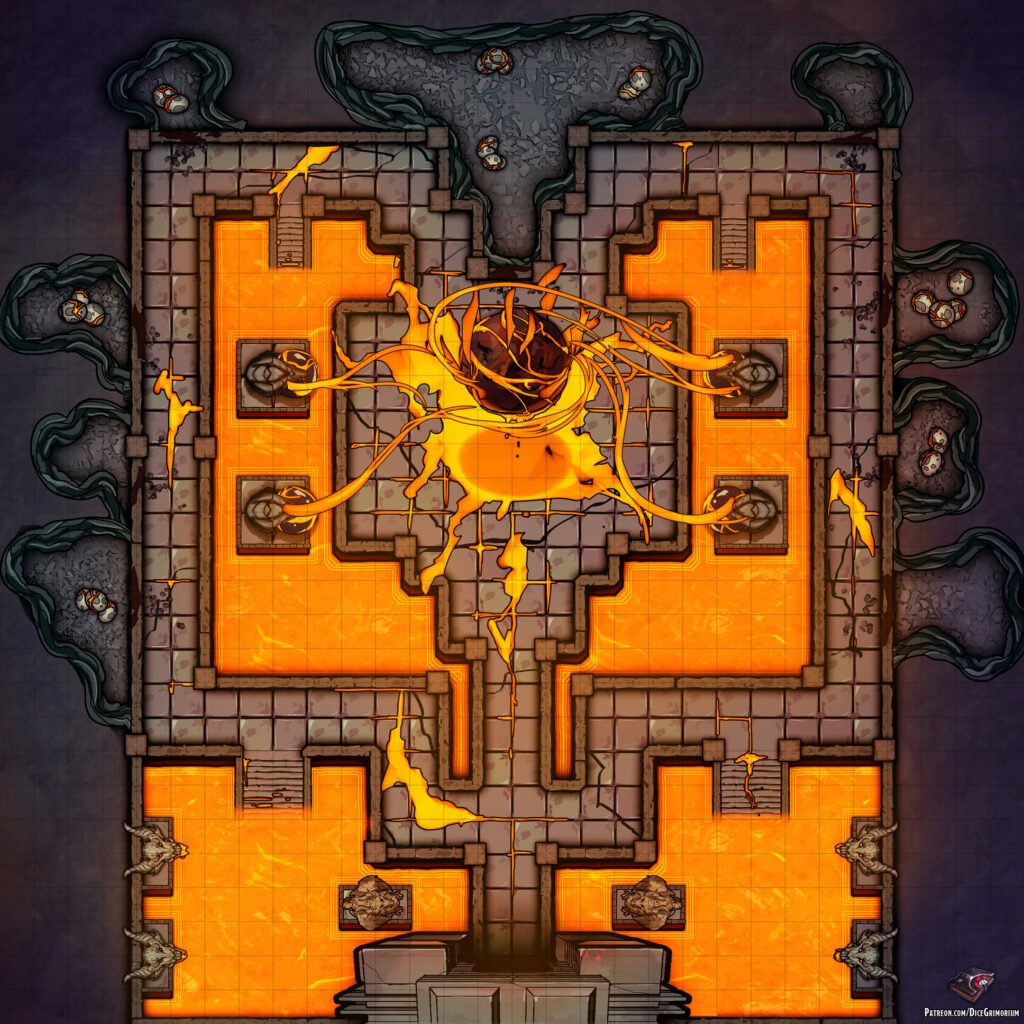 Fire Dragon Temple D&D Battle Map