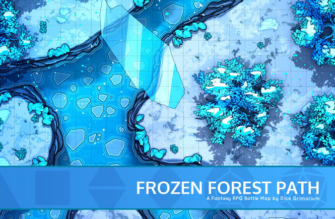 Frozen Forest Path D&D Battle Map Banner