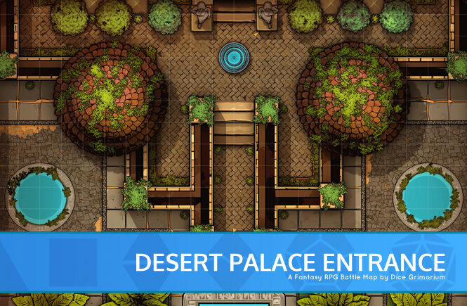 Desert Palace Entrance D&D Battle Map Banner