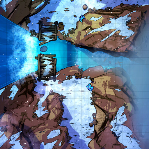 Snowy Mountain Waterfall D&D Battle Map Thumb