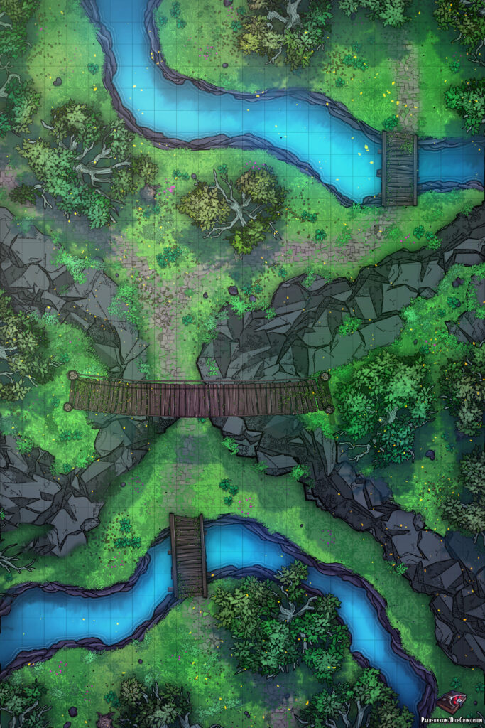 Forest Creek Path D&D Battle Map