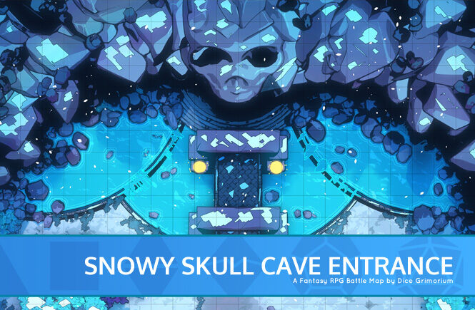 Snowy Skull Cave Entrance D&D Battle Map Banner