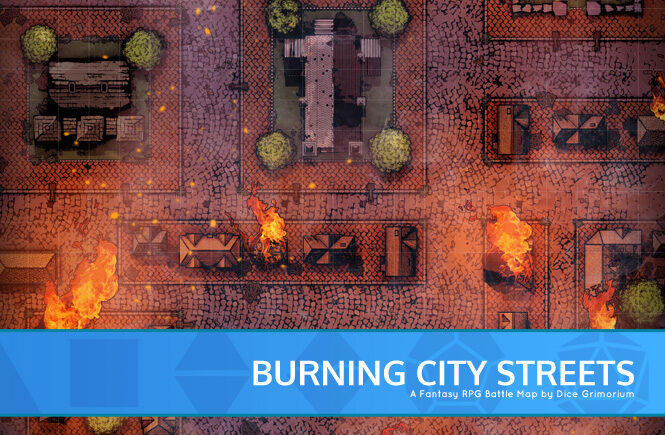 Burning City Streets D&D Battle Map Banner