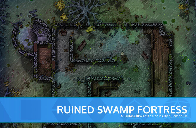Ruined Swamp Fortress D&D Battle Map Banner
