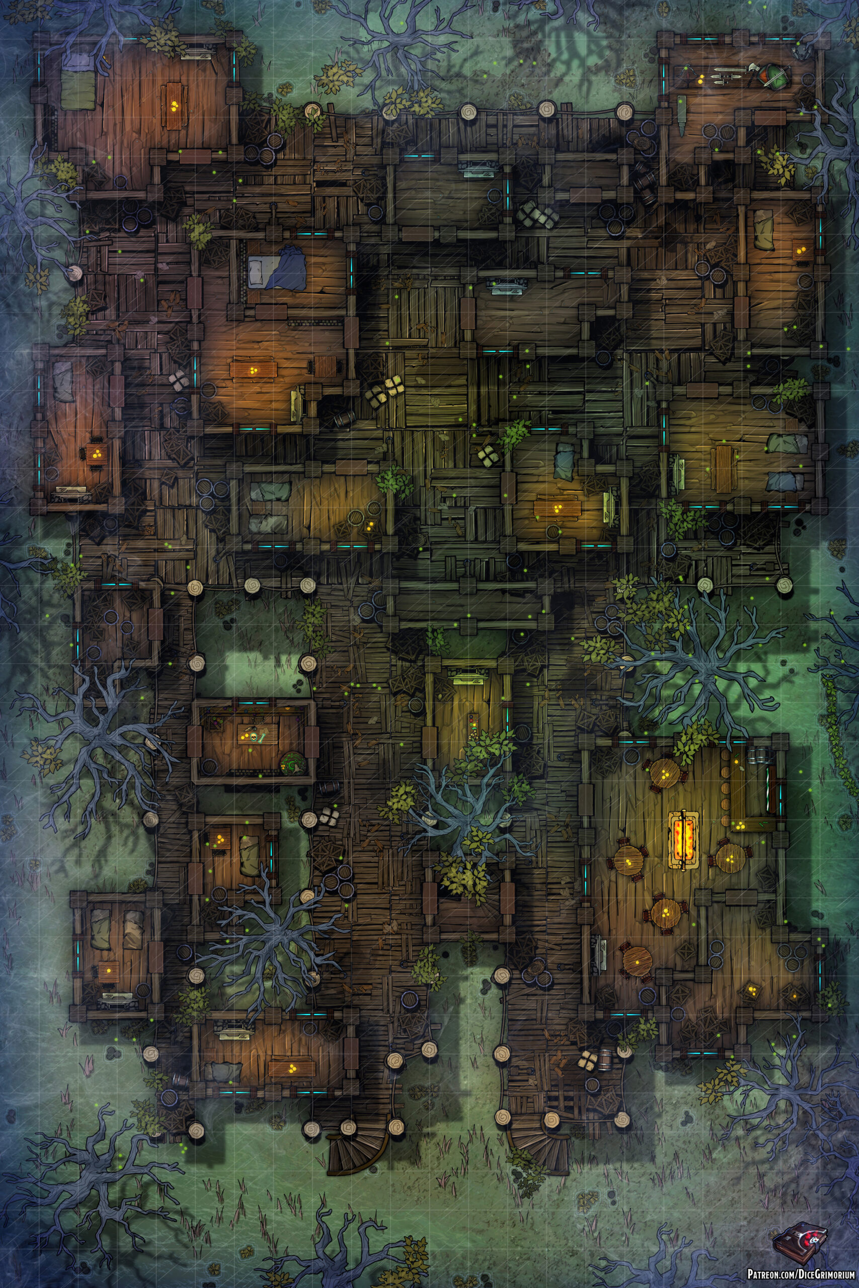 Swamp Village - D&D Map for Roll20 And Tabletop - Dice Grimorium