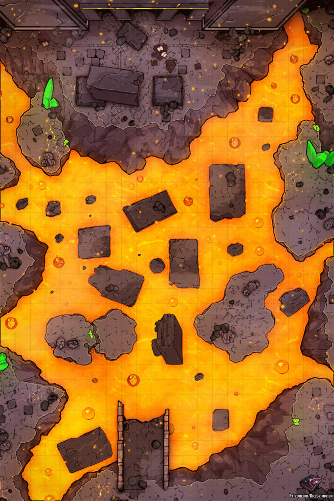 Volcanic Ruins D&D Battle Map