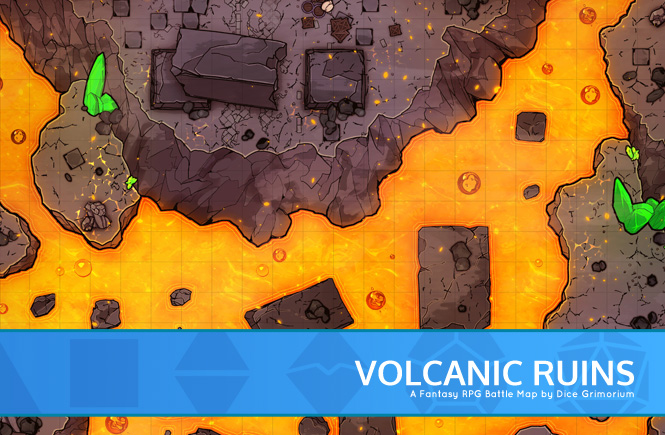 Volcanic Ruins D&D Battle Map Banner