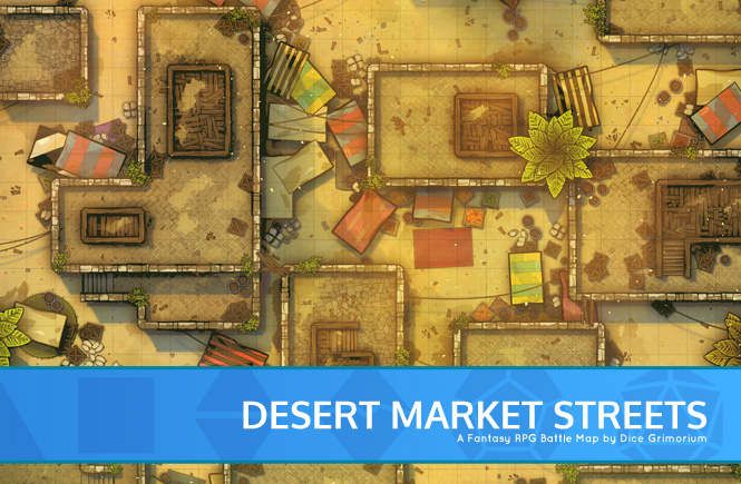 Desert Market Streets D&D Battle Map Banner