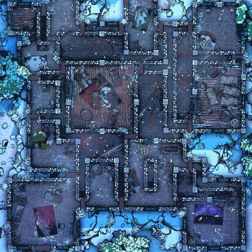 Snowy Ruined Fortress D&D Battle Map Thumb