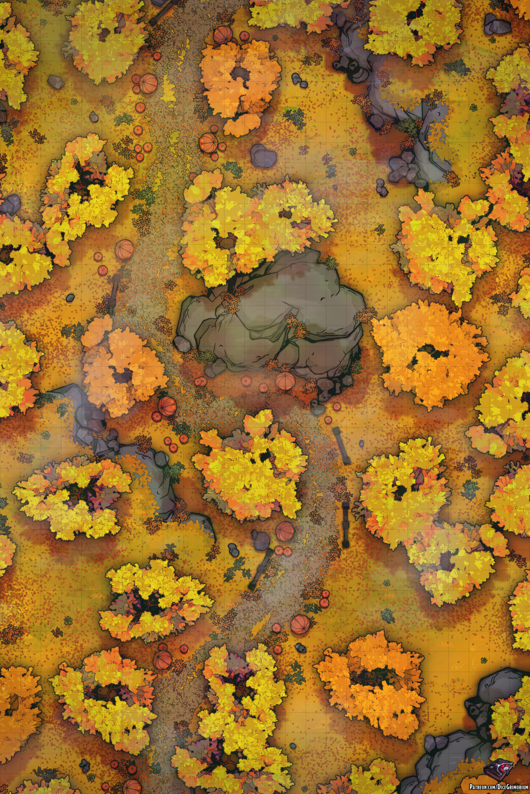 Autumn Forest Path - D&D Map for Roll20 And Tabletop - Dice Grimorium