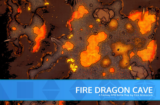 Fire Dragon Cave D&D Battle Map Banner