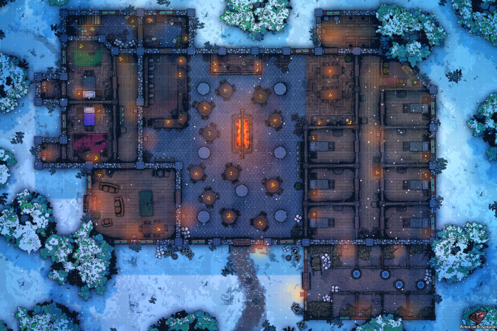 Snowy Inn D&D Battle Map