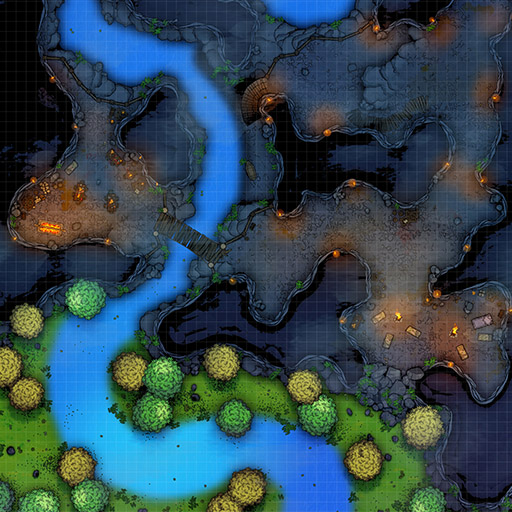 Riverfront Cave Hideout D&D Battle Map Thumb
