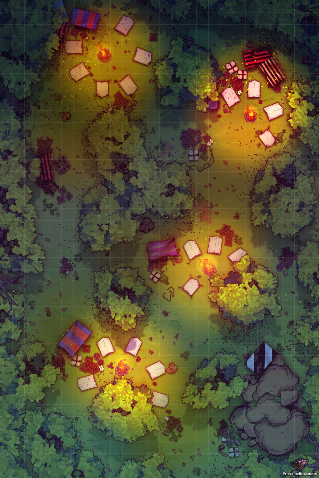 Forest Encampment - D&D Map for Roll20 And Tabletop - Dice Grimorium