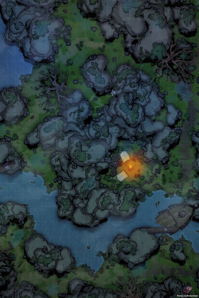Rainy Mountain Path D&D Battle Map