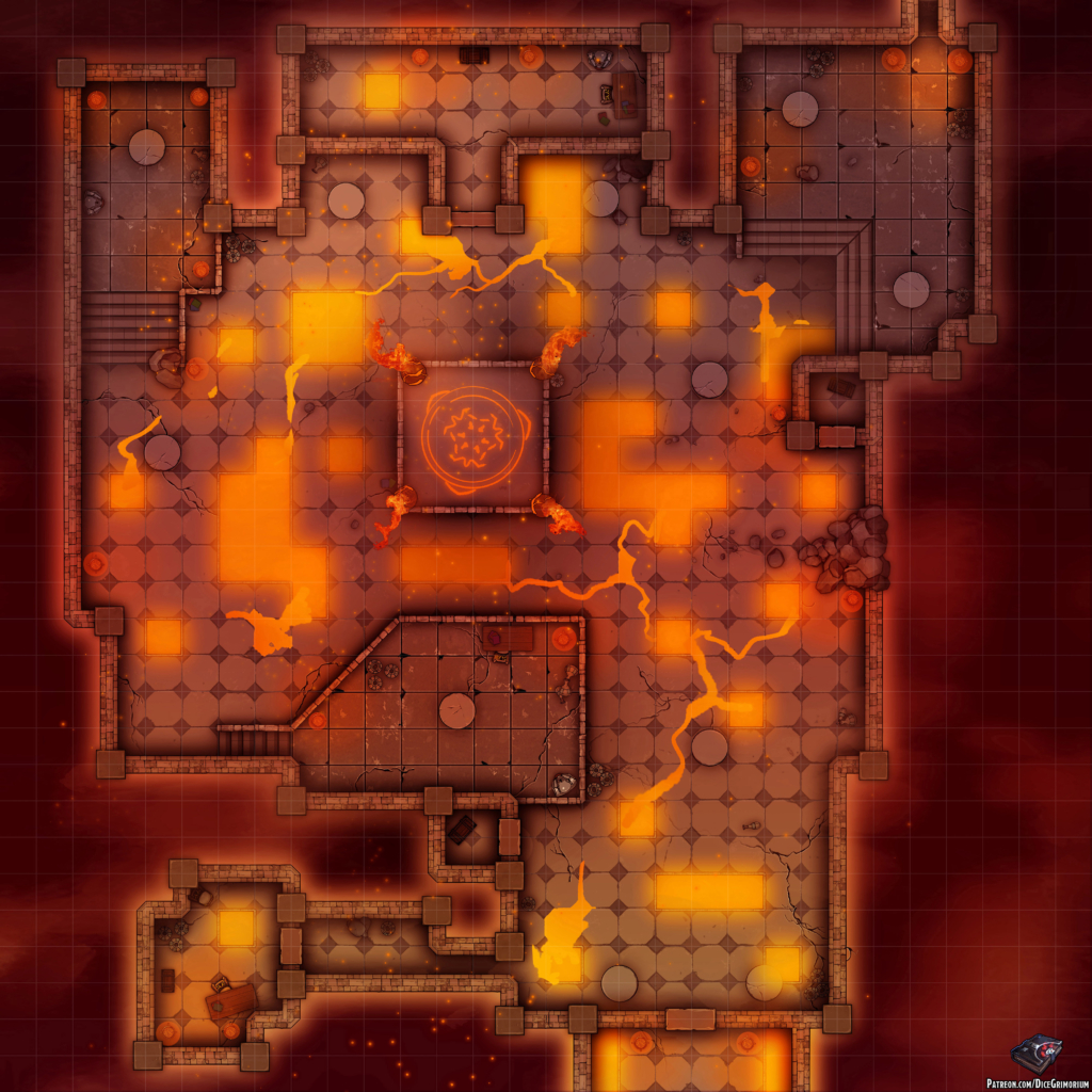 Fire Temple D&D Battle Map