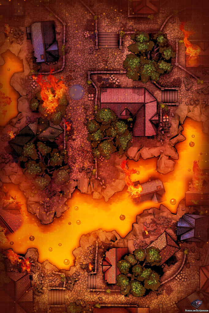 Burning City Streets Vol2 D&D Battle Map