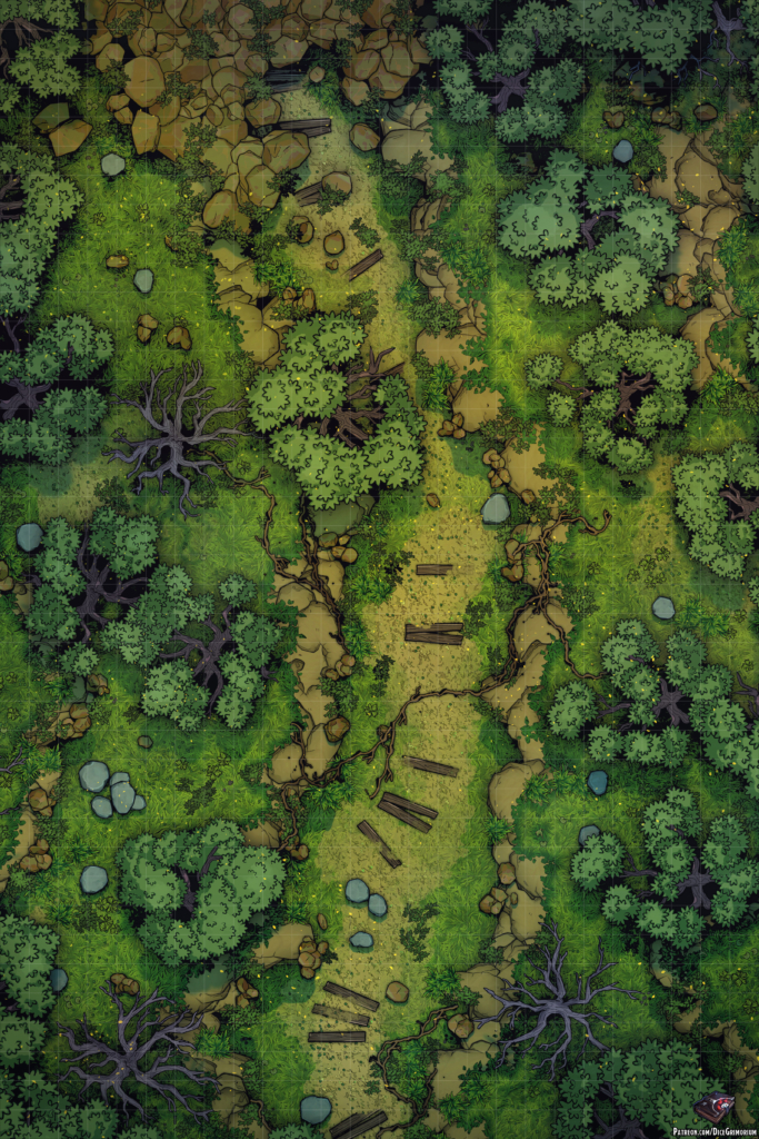 Forest Rock-slide D&D Battle Map