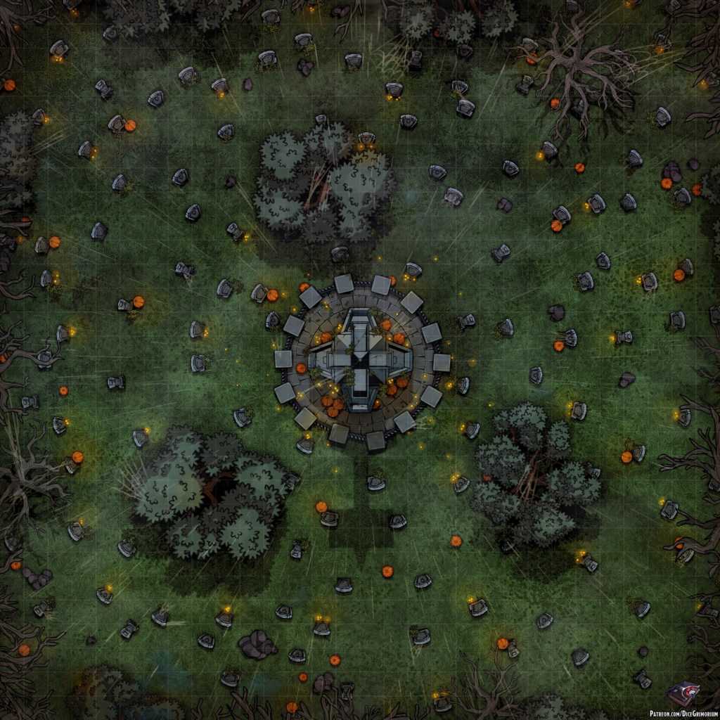 Pumpkin Commander Graveyard D&D Battle Map