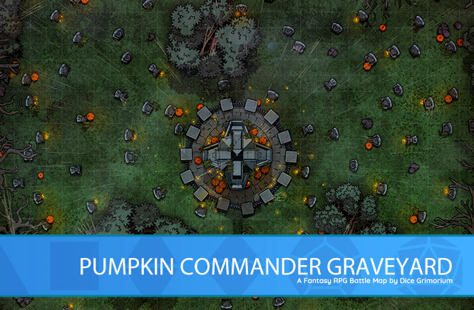 Pumpkin Commander Graveyard D&D Battle Map Banner