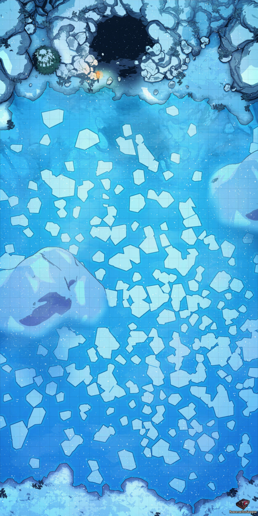 Icy River Cave Entrance D&D Battle Map