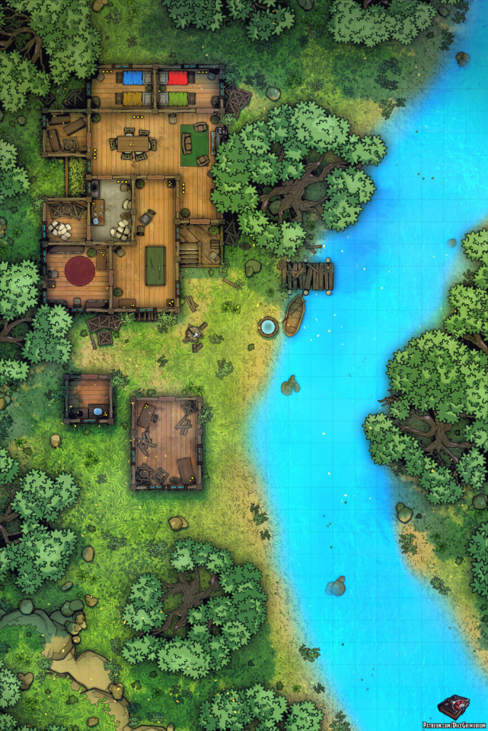 Riverside Cabin D&D Battle Map