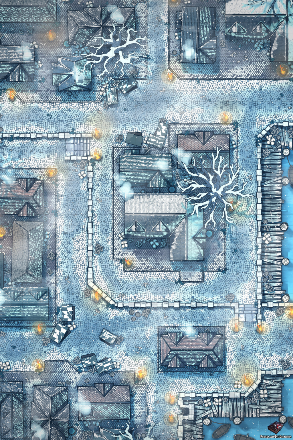 Snowy City Streets Vol. 2 - D&D Map for Roll20 And Tabletop - Dice ...