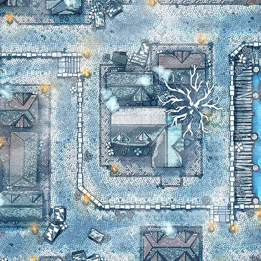 Snowy City Streets Vol2 D&D Battle Map Thumb