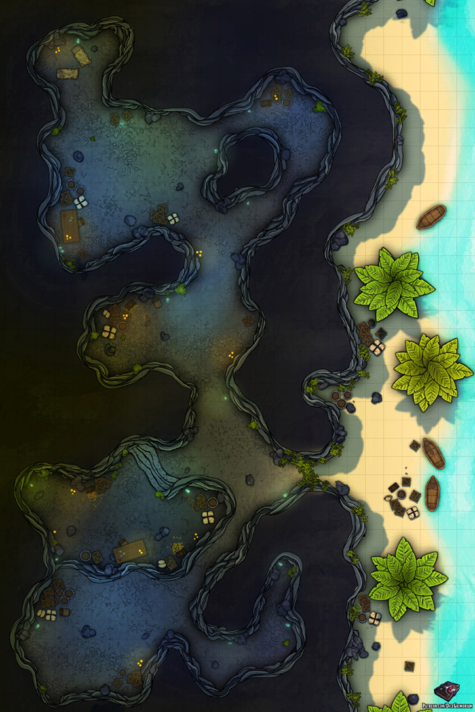 Beach Cave D&D Battle Map