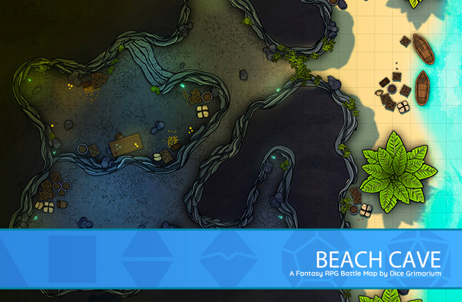 Beach Cave D&D Battle Map Banner