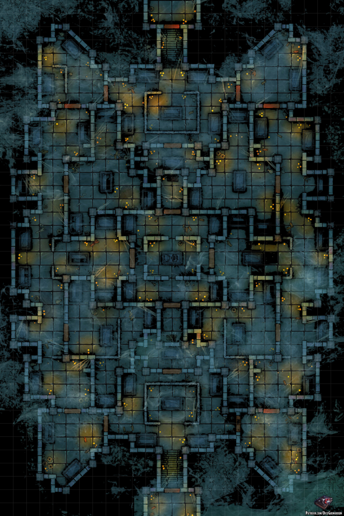 Cathedral Catacombs D&D Battle Map