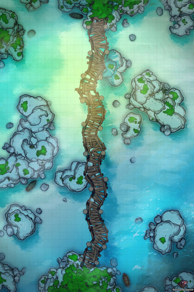 Seaside Rickety Bridge D&D Battle Map