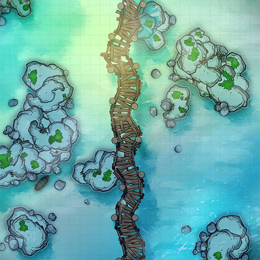Seaside Rickety Bridge D&D Battle Map Thumb