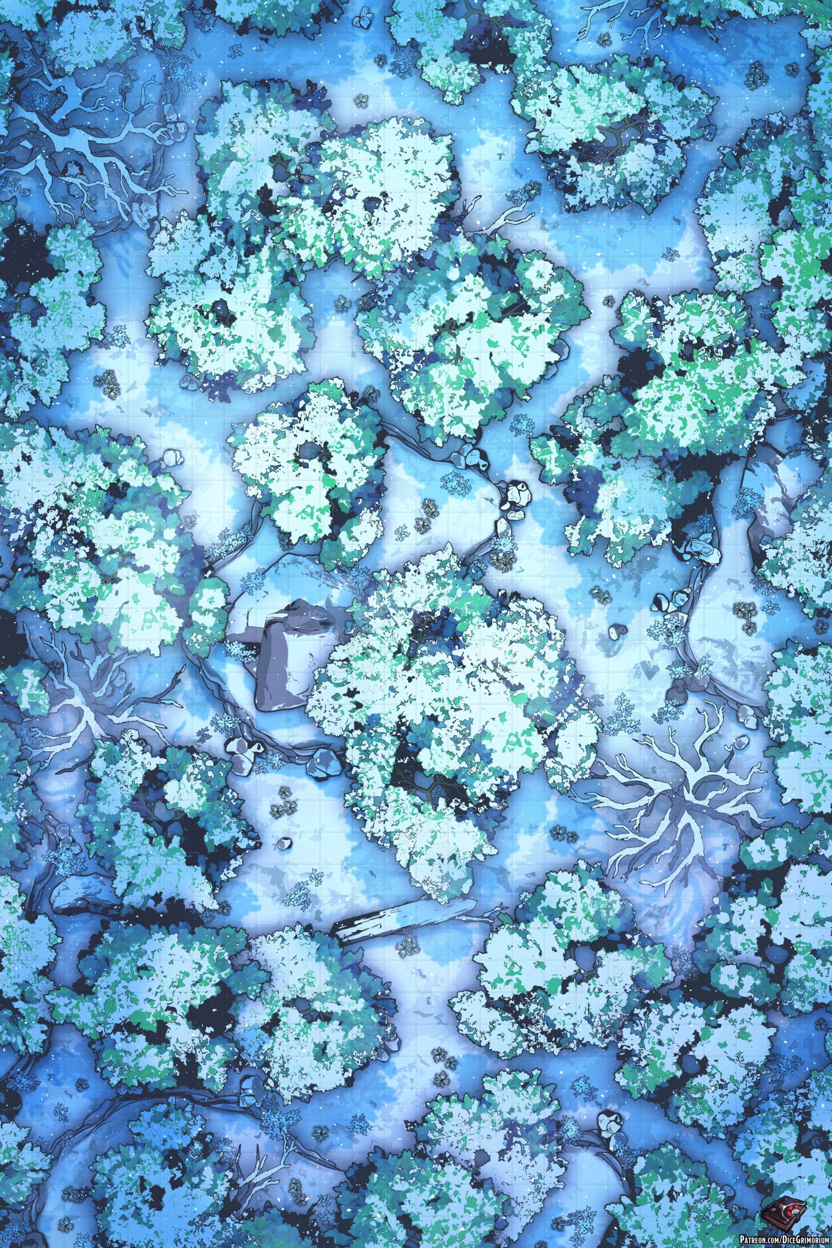 Snowy Forest Vol.6 - D&D Map for Roll20 And Tabletop - Dice Grimorium