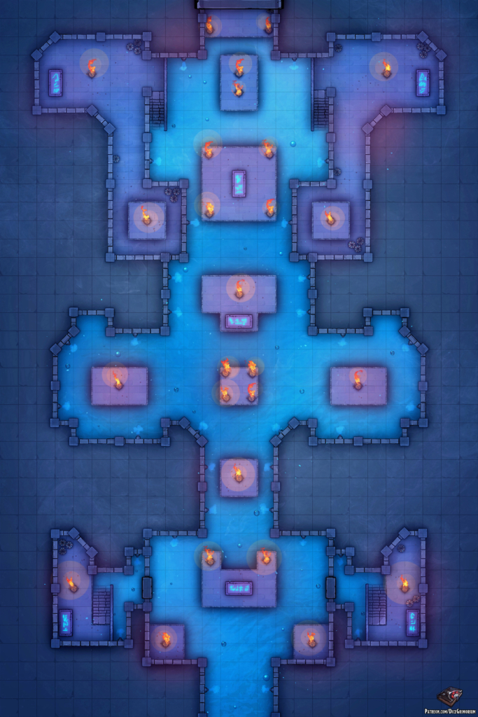 Water Temple Dungeon D&D Battle Map