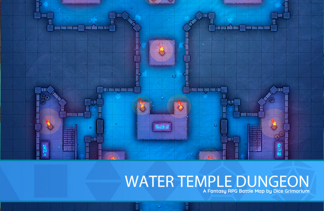 Water Temple Dungeon D&D Battle Map Banner