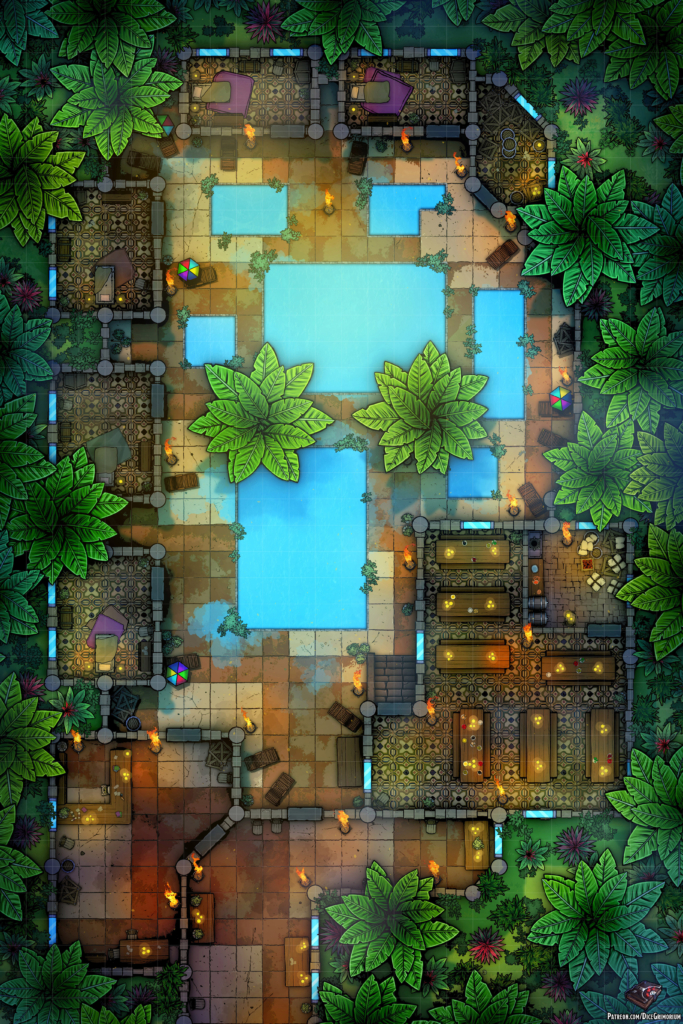 Tropical Retreat D&D Battle Map