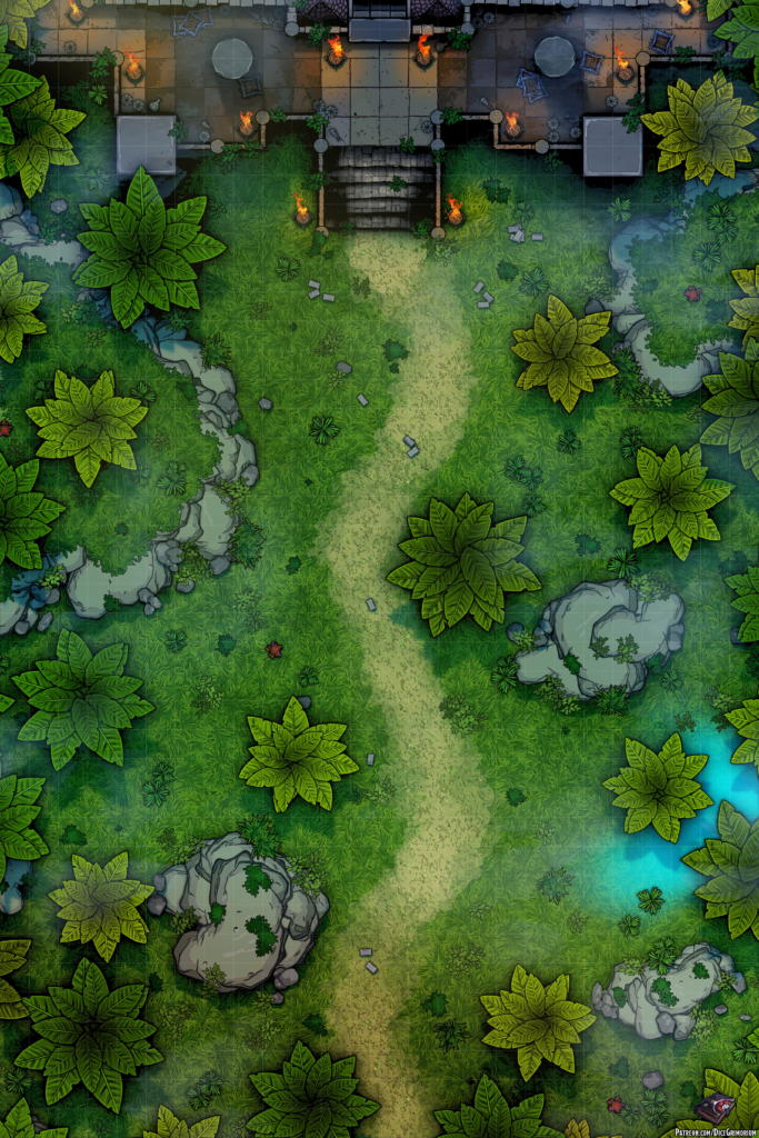 Jungle Dungeon Entrance D&D Battle Map