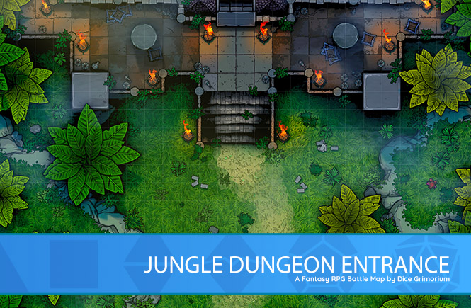 Jungle Dungeon Entrance D&D Battle Map Banner