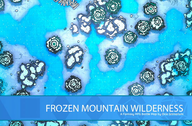 Frozen Mountain Wilderness D&D Battle Map Banner