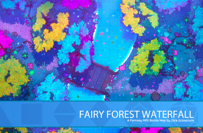 Fairy Forest Waterfall D&D Battle Map Banner