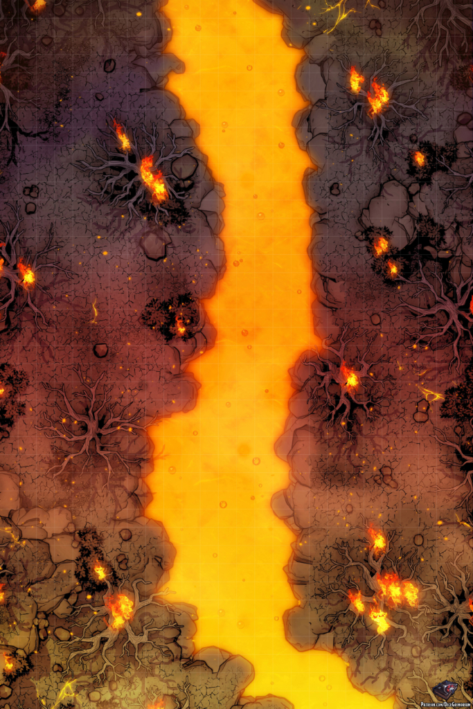 Volcanic River D&D Battle Map