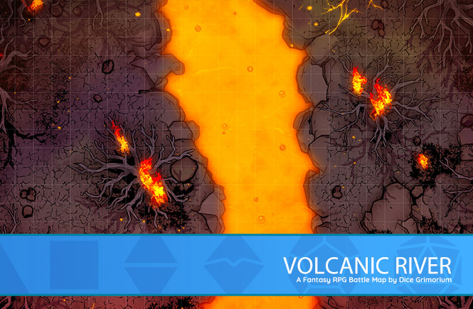 Volcanic River D&D Battle Map Banner