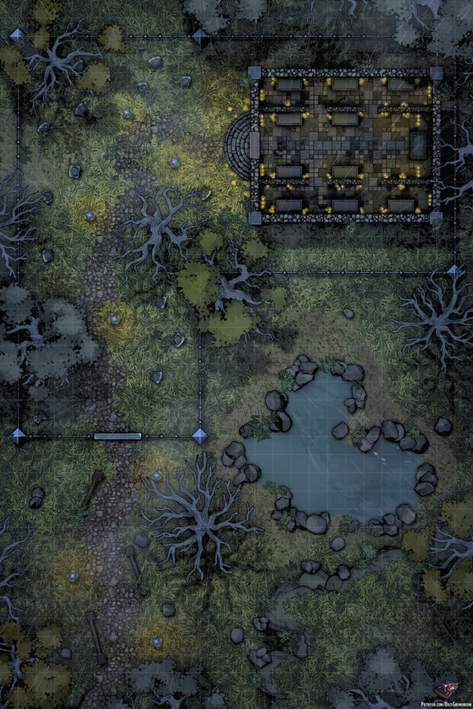 Spooky Mausoleum D&D Battle Map